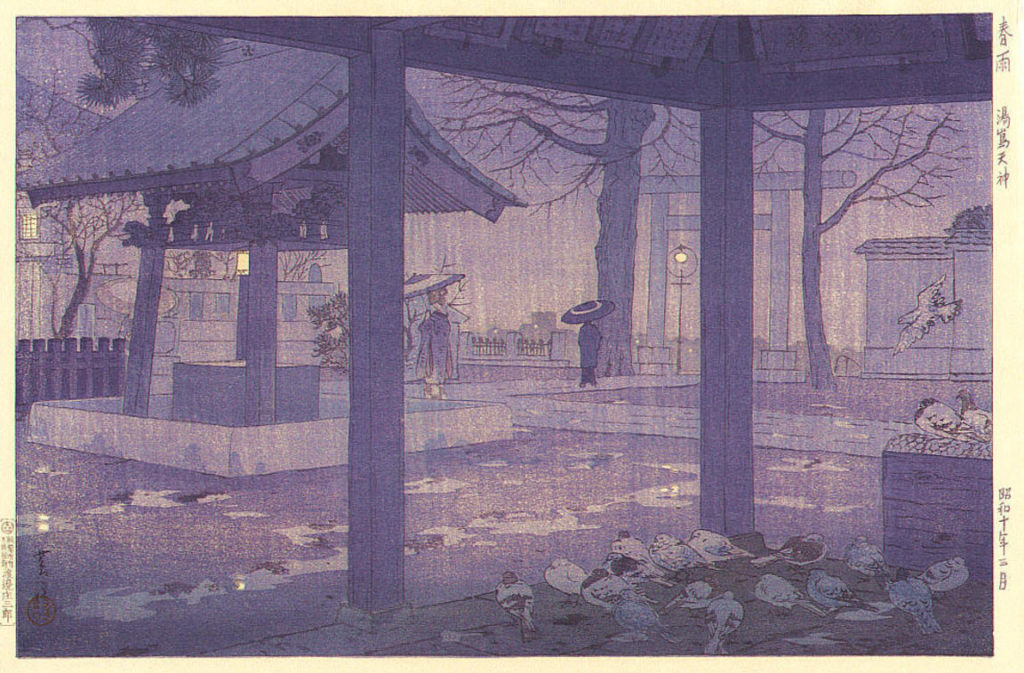 kasamatsu_yushima-tenjin-shrine-in-spring-rain-1935